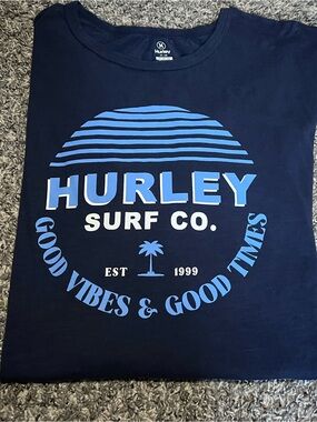 Hurley Navy Tee with White Logo Print